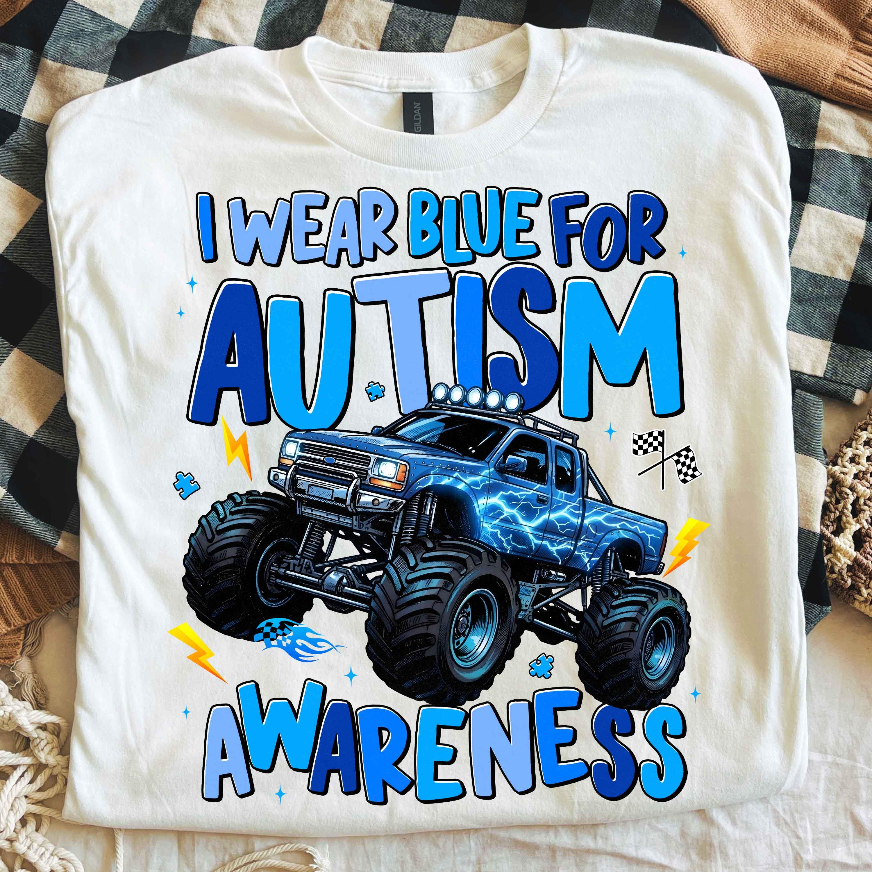 Monster Truck I Wear Blue for Autism Awareness Png, Kids Monster Truck ...