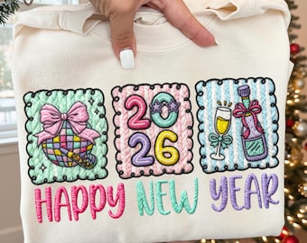 Fio artificial Feliz Ano Novo 2026 PNG, Ano Novo com glitter PNG, Fio de crochê preto e dourado com glitter Ano Novo PNG, Saúde Ano Novo PNG, Bola de discoteca