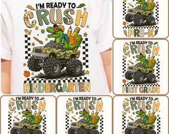 Back To School PNG Bundle For Boys, I’m ready to crush Kindergarten T-Rex, School Boy PNG, School Boy, Pre-K Kindergarten 1st/2nd 3rd Grade