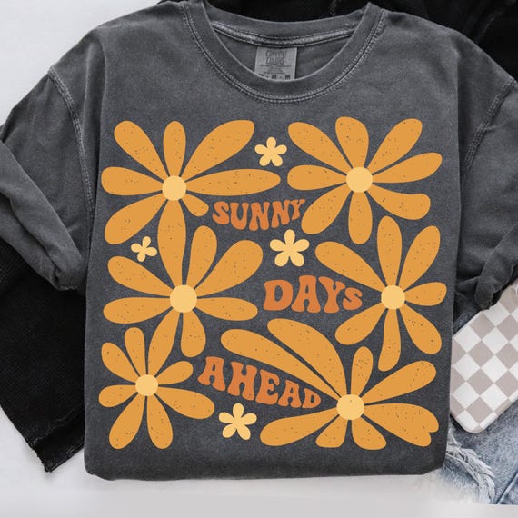 Sunny days ahead Png, Boho Summer png, Retro Summer PNG, Boho hippie floral png, Abstract floral png, inspirational png, Mental health png