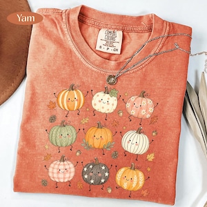 Lindo PNG de calabaza, sublimación de huerto de calabazas de otoño, diseño de calabazas bailando, PNG de otoño cottagecore, descarga digital de calabaza kawaii de otoño imagen 3