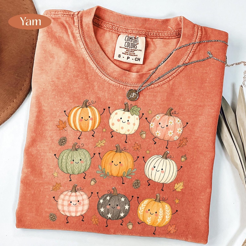 Lindo PNG de calabaza, sublimación de huerto de calabazas de otoño, diseño de calabazas bailando, PNG de otoño cottagecore, descarga digital de calabaza kawaii de otoño imagen 3