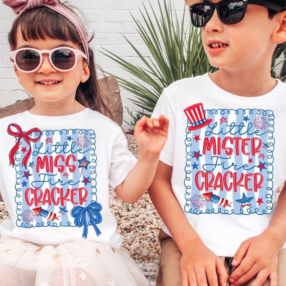 Little Miss Firecracker Png, 4th July Png Kids Toddler, Little Mister Firecracker png, American Girl Boy Png, Kid Shirt png, American Girl