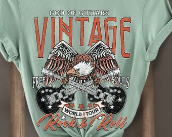 Classic Retro Vintage Rock N Roll Short Sleeve Band Graphic T-Shirt Tee Women