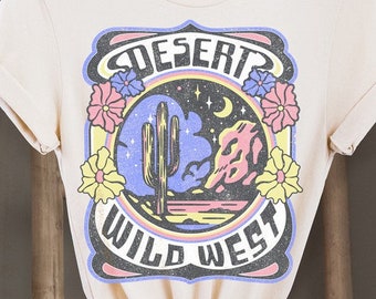 DESERT WILD WEST Country Western Graphic Cotton Summer Short Sleeve Women T Shirt Tee