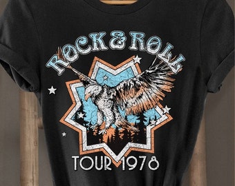 Rock and Roll Tour 1978 Band Music Graphic Short Sleeve T-shirt Tee for Women