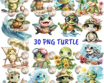 Watercolor Baby Turtle Clipart, Sea Turtle PNG (Digital Download).Jungle Animals Crafts