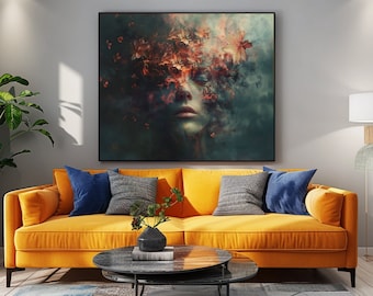 Abstract Flower Woman Art Print, Dark Feminine Wall Decor (Digital Download)