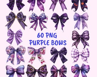 Noeud Vichy violet coupé 60 Png, clipart aquarelle de noeuds de ruban