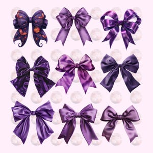 60 Cut Purple Gingham Bow Png,  Watercolor Ribbon Bows Clip Art, Gift Bow Clipart, Digital Coquette Girly Bow Clipart, Purple Ribbon Png