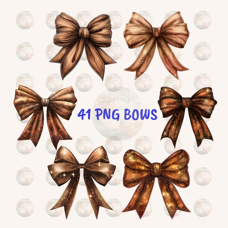 41 Beige Brown Watercolor Bow Png,  Cut Beige Brown Ribbon Bow Clipart, Gingham Bow Png, Decorative Bows Png , Girly Clipart, Commercial Use