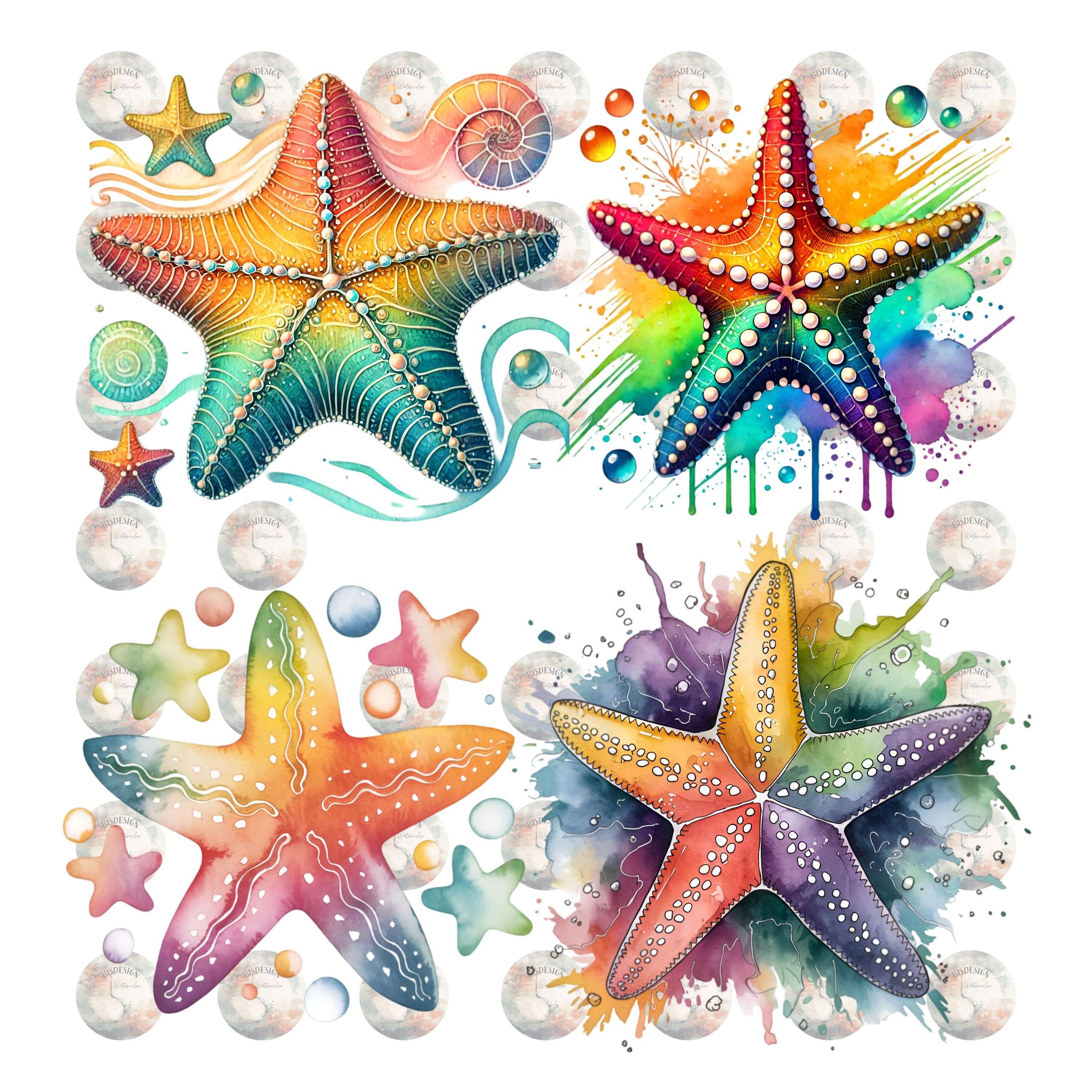 Watercolor Starfish Clipart Bundle, Sea Star PNG (digital Download) - Etsy