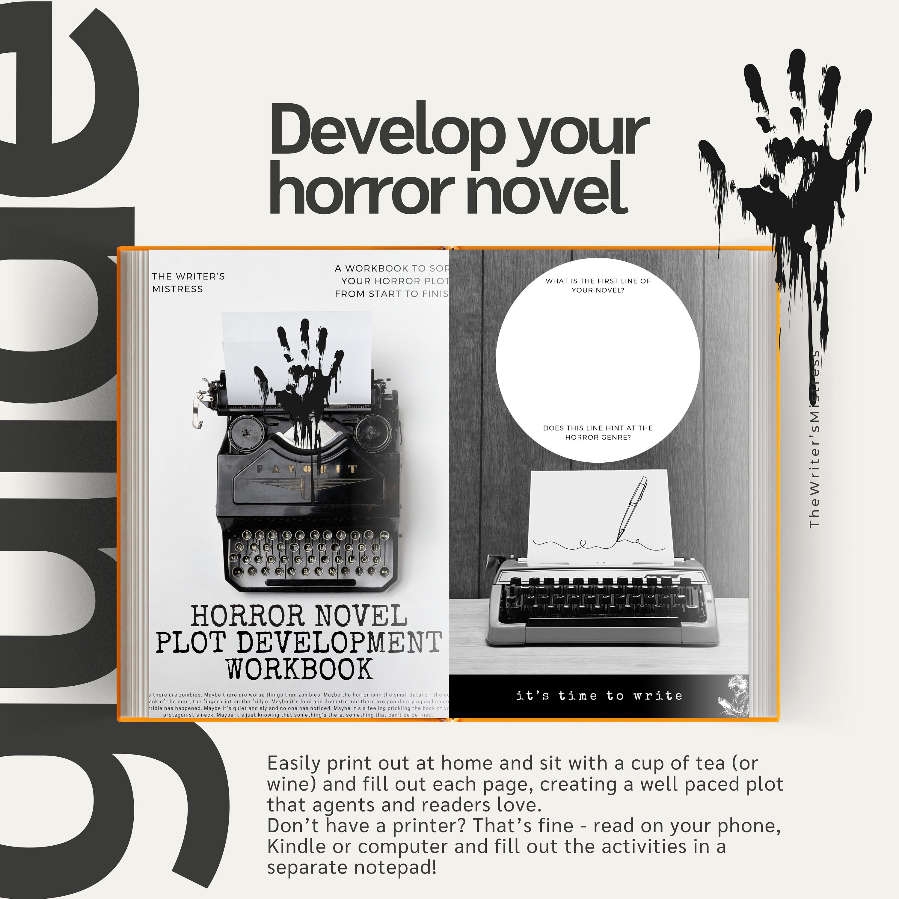 Workbook guides horror novel plotting.