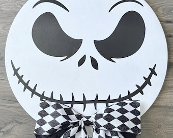 Jack Skellington Door Hanger | Night Before Christmas | Christmas Front Door Decor | Wood Door Hanger | Christmas Decor