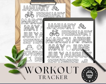 2025 Workout Tracker Coloring, Fitness Tracker, Workout Calendar, Color In Calendar, Goal Tracker, Daily Workout Chart, Digital Workout Log