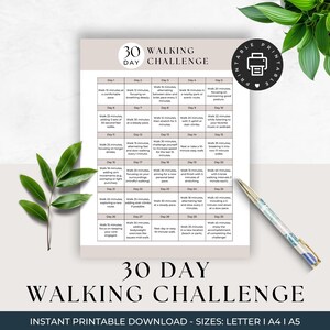 Sfida di camminata di 30 giorni, sfida di fitness, sfida mensile dei passi, piano giornaliero di camminata fitness, pianificatore degli obiettivi di fitness, programma di camminata