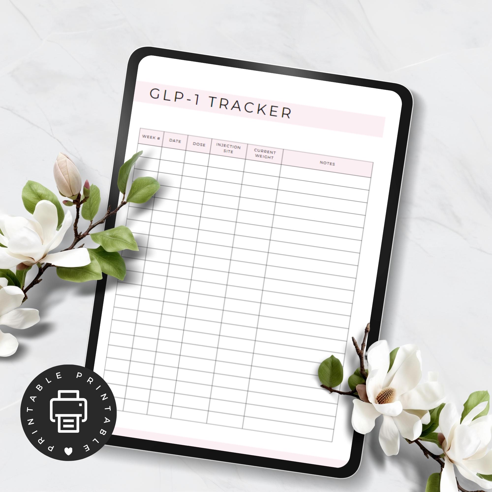 GLP1 Injection Tracker, Tirzepatide Weekly Journal, Semaglutide ...