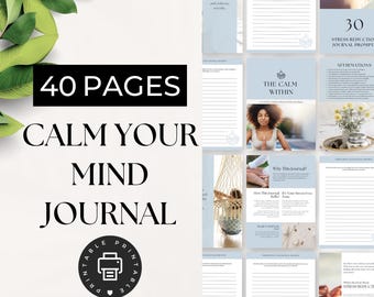 Calming Your Mind Journal, Mental Health Planner, Mindfulness Journal, Self-Care Worksheet, Stress Relief Workbook, Anxiety Journal