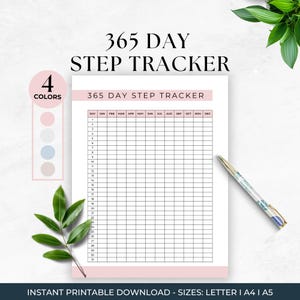 365 Day Step Tracker Printable, Daily Step Log, Fitness Tracker, Health Journal, Track Your Steps, Walking Journal, Easy Step Logging
