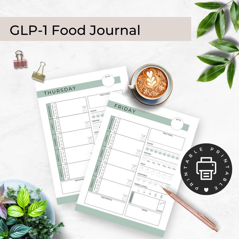GLP-1 Daily Plan Food Journal or Diary
8 Pages
Instant Printable Download
Sizes Included: Letter, A4, A5