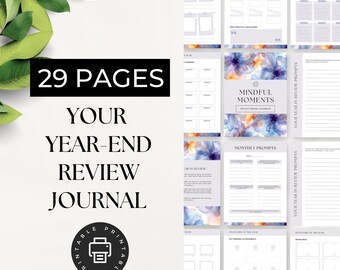 Year End Reflection Journal, Guided Prompts for Personal Growth, Gratitude and Goal Setting, Yearly Reflection Workbook, Self-Discovery Book
