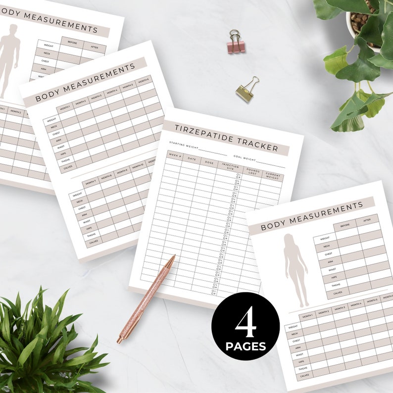Simple Tirzepatide Injection and Weight Loss Tracker
4 Pages
Instant Printable Download
Sizes Include: Letter, A4, A5