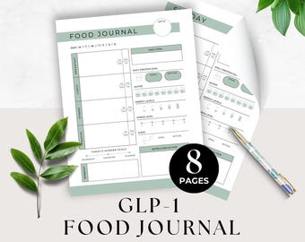 GLP-1 Daily Food Journal, Meal Planner, Weight Loss Eating Plan Tracker, Food Diary, Protein Tracker, Macro Log, Printable Nutrition Log