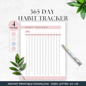 Minimal Habit Tracker, Yearly Goal Planner, Daily Routine Builder, Simple Habit Tracker, 365 Day Tracker, Routine Checklist, Habit Challenge
