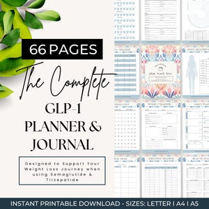 GLP1 Weight Loss Journal, Tirzepatide Weight Loss Plan, Goal Tracker, Medicated Weight Loss, GLP1 Planner, Injection Tracker, Peptide Log