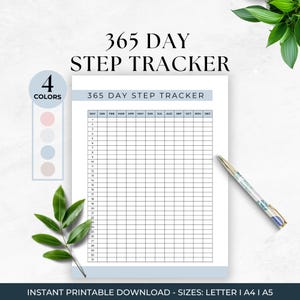 365 Day Step Tracker Printable, Daily Step Log, Fitness Tracker, Health Journal, Track Your Steps, Walking Journal, Easy Step Logging