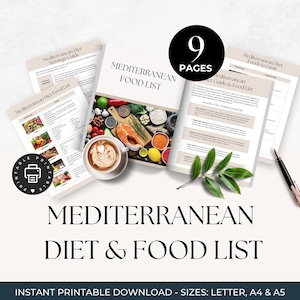 Mediterranean Diet Food List, Mediterranean Diet Grocery List, Healthy Foods Shopping List, Diet Planner, Nutrition Guide, Foods to Avoid