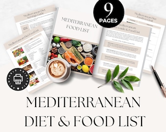 Mediterranean Diet Food List, Mediterranean Diet Grocery List, Healthy Foods Shopping List, Diet Planner, Nutrition Guide, Foods to Avoid
