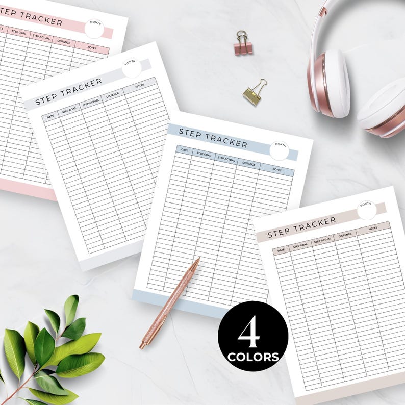 Step Log Color In Step Tracker Printable, Daily Step Log, Fitness Tracker, Health Journal ...