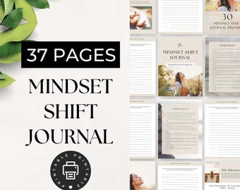 Mindset Shift Journal, Positive Thinking Prompts, Growth Mindset Workbook, Personal Development, Daily Affirmations and Gratitude, Wellness