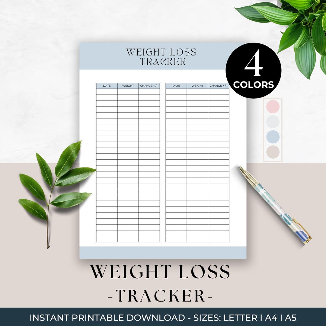 Weight Loss Tracker, Weeks Pounds Lost Tracker, Kilos Lost Log, Goal ...
