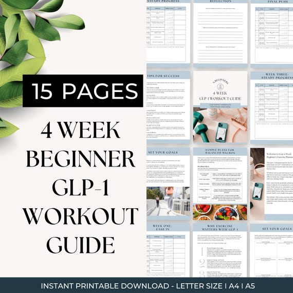 glp-1 strength training program Fitness Tracker for Beginner, GLP1 Workout Guide, 4 Week Exercise Plan for  Beginners, 30 Day Fitness Challenge, Health Guide, Fitness Plan