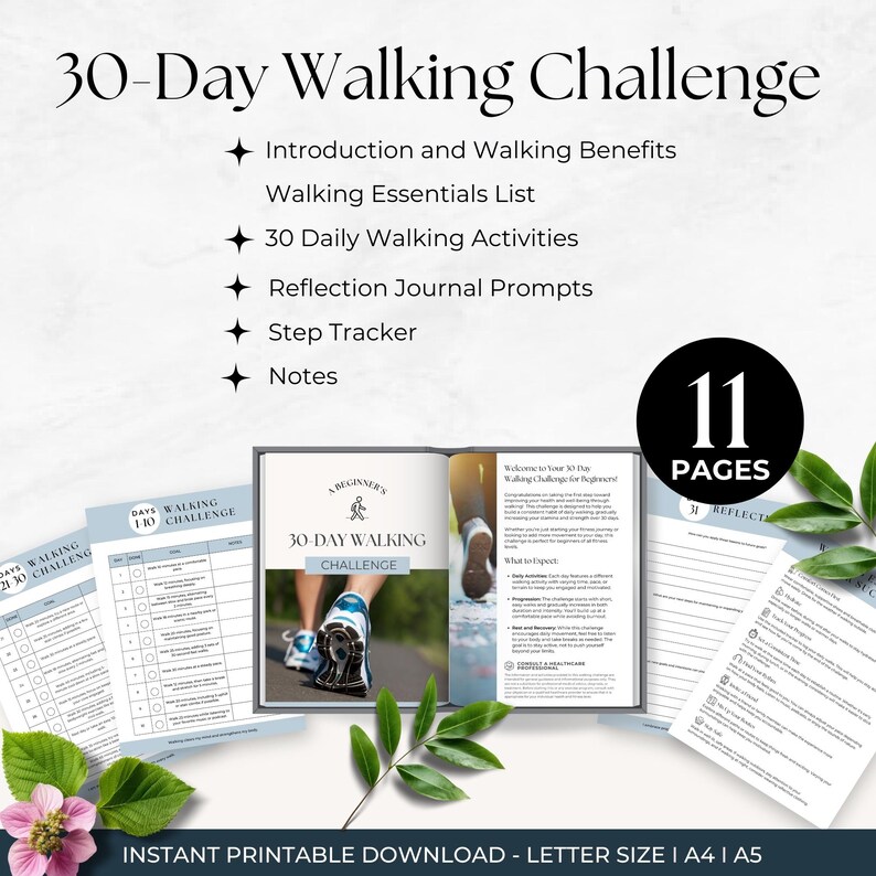 30 Day Walking Challenge, Beginner Walking Plan, Daily Step Challenge ...