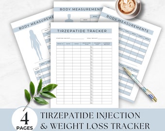 Tirzepatide Injection Tracker, Tirzepatide, Weight Loss Tracker, Simple Injection Log, GLP Chart, Body Measurement Tracker, Compound GLP Log