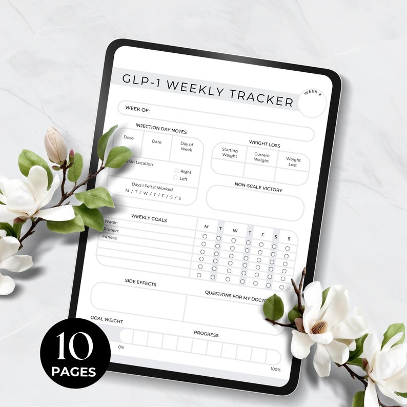 Tirzepatide Weekly Journal and Tracker
Tirzepatide Weight Loss Log
10 Pages
Kilos & Pounds Version
Instant Printable Download
Sizes Include: Letter, A4, and A5