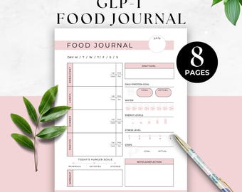 GLP-1 Daily Food Journal, Meal Planner, Weight Loss Eating Plan Tracker, Food Diary, Protein Tracker, Macro Log, Printable Nutrition Log