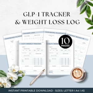 Tirzepatide-weekverslag, GLP1-gewichtsverliestracker, semaglutide-injectielogboek, GLP1-grafiek, verloren kilo's, samengesteld GLP-gewichtslogboek, doelen