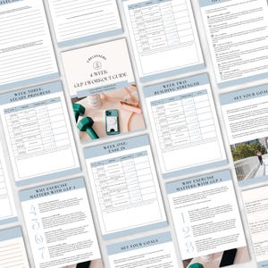 May include: A four-week workout guide for beginners with a focus on low-impact workouts for steady progress. The guide includes a schedule for each week, with sections for "Ease In", "Building Strength", and "Steady Progress". The guide also includes a section on why exercise matters with GLP-1.