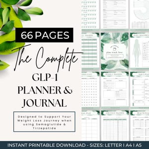 GLP1 Weight Loss Journal, Tirzepatide Weight Loss Plan, Goal Tracker, Medicated Weight Loss, GLP1 Planner, Injection Tracker, Peptide Log