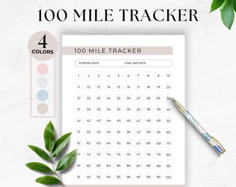 100 Mile Step Tracker Printable, Daily Step Log, Fitness Tracker, Health Journal, Track Your Steps, Walking Journal, Easy Step Logging