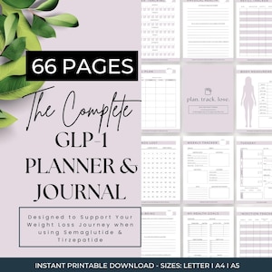 GLP1 Weight Loss Journal, Tirzepatide Weight Loss Plan, Goal Tracker, Medicated Weight Loss, GLP1 Planner, Injection Tracker, Peptide Log