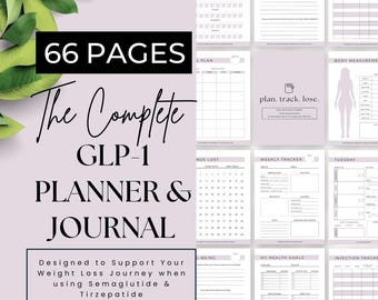 GLP1 Weight Loss Journal, Tirzepatide Weight Loss Plan, Goal Tracker, Medicated Weight Loss, GLP1 Planner, Injection Tracker, Peptide Log