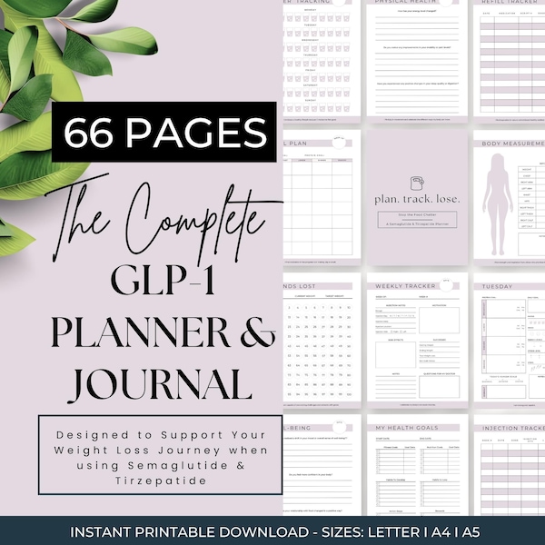 GLP1 Gewichtsabnahme-Tagebuch, Tirzepatid-Gewichtsabnahme-Plan, Ziel-Tracker, medizinische Gewichtsabnahme, GLP1-Planer, Spritzen-Tracker, Peptitid-Tagebuch