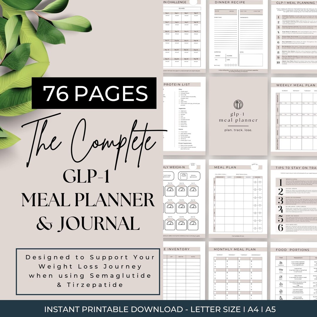 GLP1 Meal Planner, Tirzepatide Nutrition Tracker, Semaglutide Weight ... - Glp-1 And Hydration Meal Planning For Thyroiditis Patients