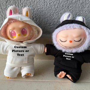 Labubu Custom Hoodie With Logo or Photo , Personalized Labubu Band Hoodie Pant Set With Your Design V1 V2 V3, Your Logo Labubu Doll Outfits