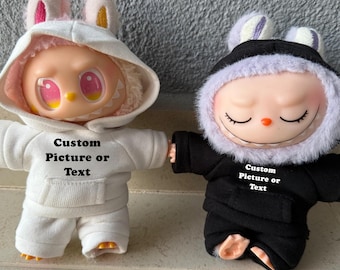 Labubu Custom Hoodie With Logo or Photo , Personalized Labubu Band Hoodie Pant Set With Your Design V1 V2 V3, Your Logo Labubu Doll Outfits